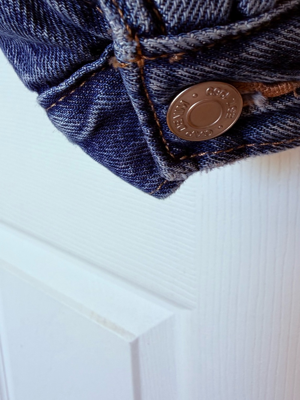 GAP Blue Denim Jacket with Cream Sherpa Lining - Picture 8 of 11
